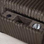 8241 4 pc chocolate corduroy fabric sectional sofa with cuddler chaise and pop up center love seat chaise USB and cup holder