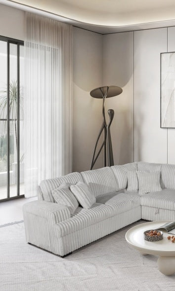 8242 4 pc silver corduroy fabric sectional sofa with cuddler chaise and pop up center love seat chaise USB and cup holder