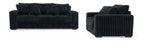 8271-2PC  BLACK Corduroy Stationary Sofa Set w/ USB, Pillows and magazine rack.