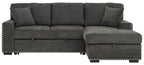 2-Piece Dark Grey Chenille Sectional Sofa – LAF Pop-Up Sleeper, RAF Storage Chaise, Nail Head Trim & Pocket Springs - 8250