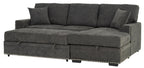 2-Piece Dark Grey Chenille Sectional Sofa – LAF Pop-Up Sleeper, RAF Storage Chaise, Nail Head Trim & Pocket Springs - 8250