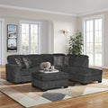 Milton Greens Stars Grey Chenille RAF Sectional Sofa with Ottoman – 8255