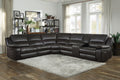 Homelegance 8260DB-6PWc 6 pc Falun dark brown leather gel match sectional sofa with power motion recliners