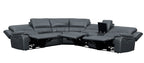 Homelegance 8260GY-6PWc 6 pc Falun grey leather gel match sectional sofa with power motion recliners cup console