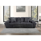 Grey Wide Furry Corduroy Double Power Sliding Chaise Loveseat with USB Port & Cup Holder - 8266