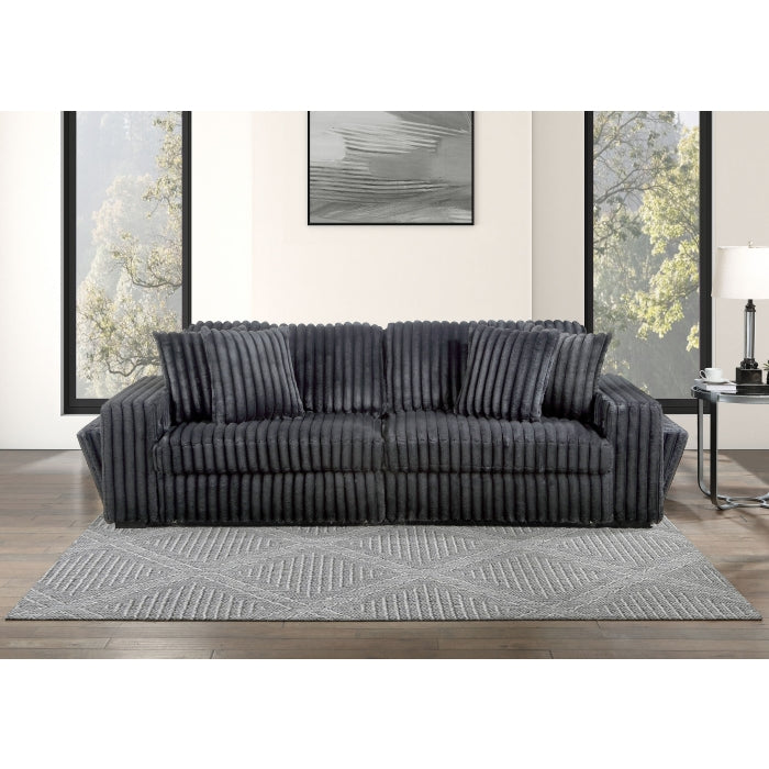 8266 Grey wide furry corduroy double power sliding chaise loveseat with USB