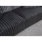 Grey Wide Furry Corduroy Double Power Sliding Chaise Loveseat with USB Port & Cup Holder - 8266