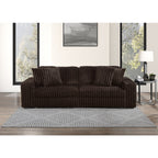 Brown Wide Furry Corduroy Double Power Sliding Chaise Loveseat with USB Port & Cup Holder - 8267