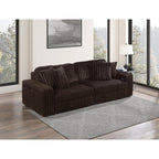 Brown Wide Furry Corduroy Double Power Sliding Chaise Loveseat with USB Port & Cup Holder - 8267