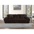 Brown Wide Furry Corduroy Double Power Sliding Chaise Loveseat with USB Port & Cup Holder - 8267