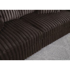 Brown Wide Furry Corduroy Double Power Sliding Chaise Loveseat with USB Port & Cup Holder - 8267
