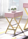 Acme 82698 Ivy bronx durlston coleen pink finish wood gold finish frame side table