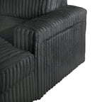 8279 3 pc dark grey corduroy fabric sectional sofa with double storage chaise and pop up center love seat chaise