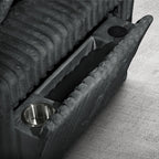 8279 3 pc dark grey corduroy fabric sectional sofa with double storage chaise and pop up center love seat chaise