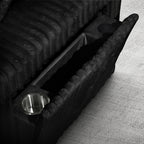 8280 3 pc black corduroy fabric sectional sofa with double storage chaise and pop up center love seat chaise