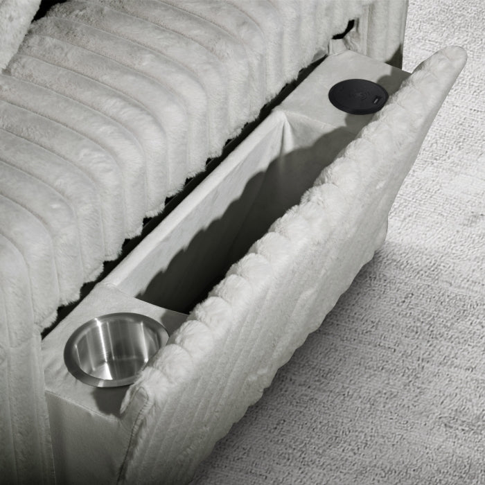 8282 3 pc silver corduroy fabric sectional sofa with double storage chaise and pop up center love seat chaise