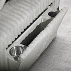 8282 3 pc silver corduroy fabric sectional sofa with double storage chaise and pop up center love seat chaise