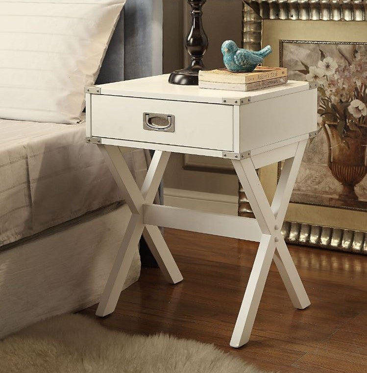 Acme 82824 Ivy bronx durlston babs white finish wood side end table
