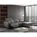 8288 2 pc Harriston dark grey breathable genuine leather power motion sectional sofa with chaise