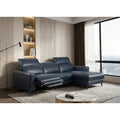 8290 2 pc Harriston midnight blue breathable genuine leather power motion sectional sofa with chaise