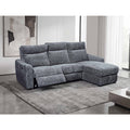 2-Piece Grey Patterned Fabric Sectional Sofa with LAF Power Recliner, Power Headrest, USB Ports & RAF Storage Chaise - 8292