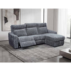 2-Piece Grey Patterned Fabric Sectional Sofa with LAF Power Recliner, Power Headrest, USB Ports & RAF Storage Chaise - 8292