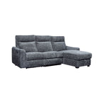 2-Piece Grey Patterned Fabric Sectional Sofa with LAF Power Recliner, Power Headrest, USB Ports & RAF Storage Chaise - 8292