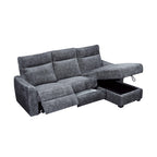 2-Piece Grey Patterned Fabric Sectional Sofa with LAF Power Recliner, Power Headrest, USB Ports & RAF Storage Chaise - 8292