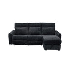 2-Piece Black Patterned Fabric Sectional Sofa with LAF Power Recliner, Power Headrest, USB Ports & RAF Storage Chaise - 8293