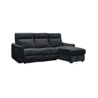 2-Piece Black Patterned Fabric Sectional Sofa with LAF Power Recliner, Power Headrest, USB Ports & RAF Storage Chaise - 8293