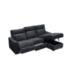 2-Piece Black Patterned Fabric Sectional Sofa with LAF Power Recliner, Power Headrest, USB Ports & RAF Storage Chaise - 8293