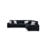 8295-3PC 3 pc Montclaire black flannel fabric 129" "L" shaped sectional sofa set