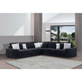 8295-3PC 3 pc Montclaire black flannel fabric 129" "L" shaped sectional sofa set