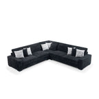 8295-3PC 3 pc Montclaire black flannel fabric 129" "L" shaped sectional sofa set