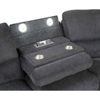 3-Piece Grey Chenille Fabric Power Recliner Sectional Sofa with Console & LED Lights – 8298