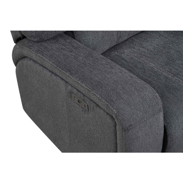 3-Piece Grey Chenille Fabric Power Recliner Sectional Sofa with Console & LED Lights – 8298