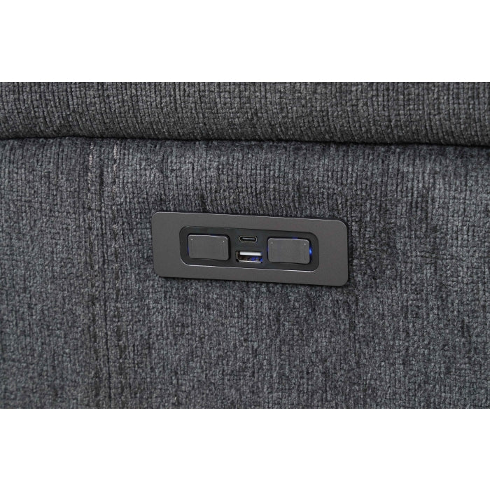 3-Piece Grey Chenille Fabric Power Recliner Sectional Sofa with Console & LED Lights – 8298