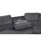 3-Piece Grey Chenille Fabric Power Recliner Sectional Sofa with Console & LED Lights – 8298