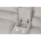 3-Piece Light Grey Chenille Fabric Power Recliner Sectional Sofa with Console & LED Lights – 8299