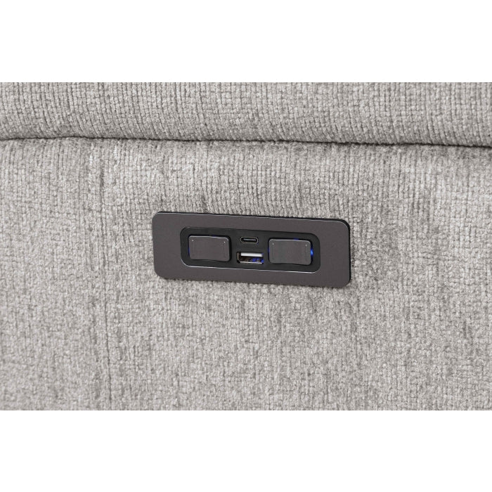 3-Piece Light Grey Chenille Fabric Power Recliner Sectional Sofa with Console & LED Lights – 8299
