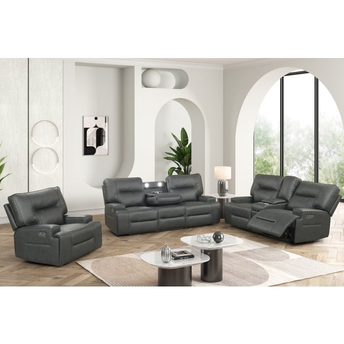 Black Breathable Leatherette Power Motion Recliner Sofa & Loveseat Set – 8300-2PC