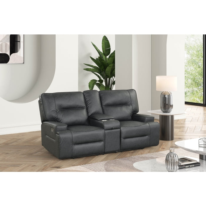 Black Breathable Leatherette Power Motion Recliner Sofa & Loveseat Set – 8300-2PC
