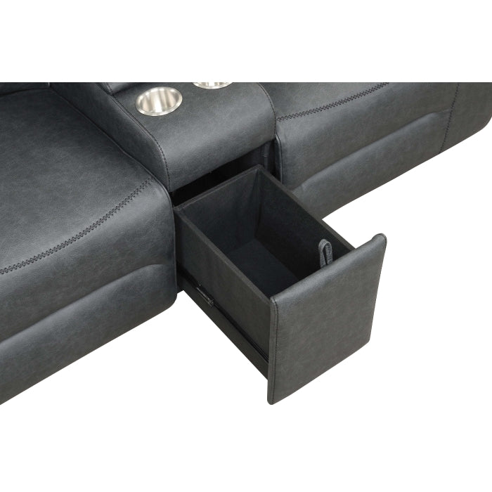 Black Breathable Leatherette Power Motion Recliner Sofa & Loveseat Set – 8300-2PC