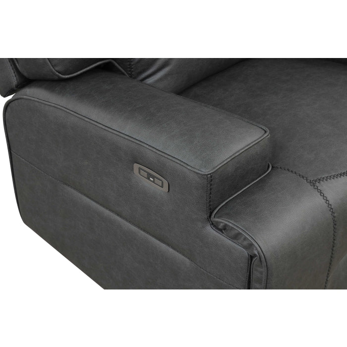 Black Breathable Leatherette Power Motion Recliner Sofa & Loveseat Set – 8300-2PC