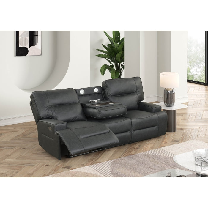 Black Breathable Leatherette Power Motion Recliner Sofa & Loveseat Set – 8300-2PC