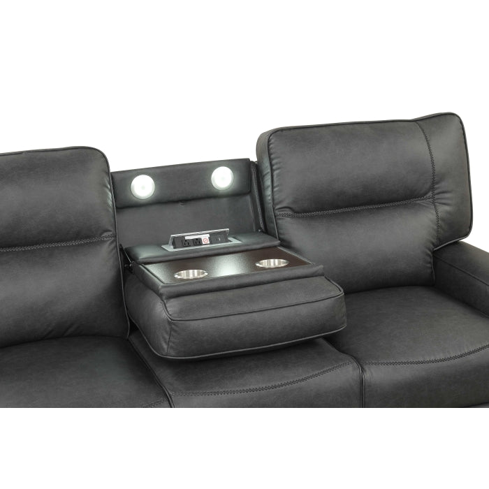 Black Breathable Leatherette Power Motion Recliner Sofa & Loveseat Set – 8300-2PC