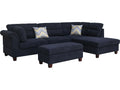 83001 3 pc Diego black fabric sectional sofa with RAF chaise and storage ottoman
