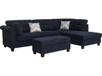 Diego 3-Piece Black Fabric Sectional Sofa with RAF Chaise & Storage Ottoman – 83001