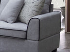 A83005 3 pc Harmony light grey fabric 100" sectional sofa with LAF chaise and storage ottoman