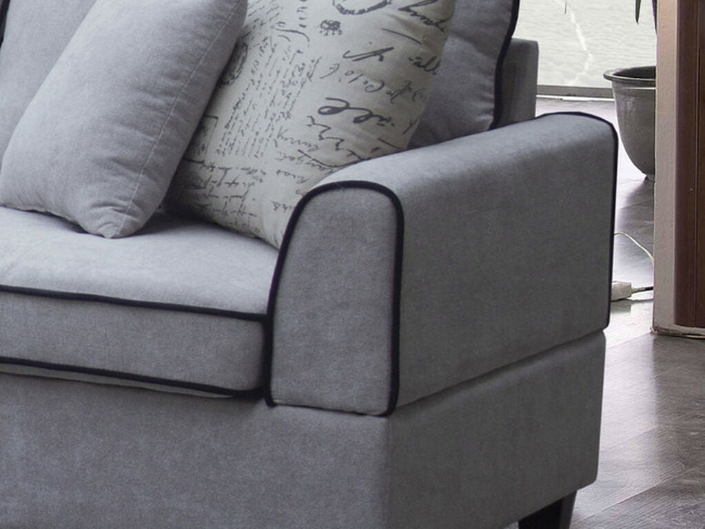 A83005 3 pc Harmony light grey fabric 100" sectional sofa with LAF chaise and storage ottoman